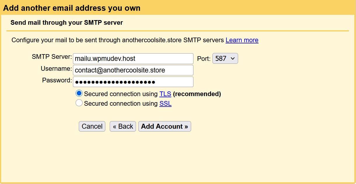 Configure Gmail send credentials