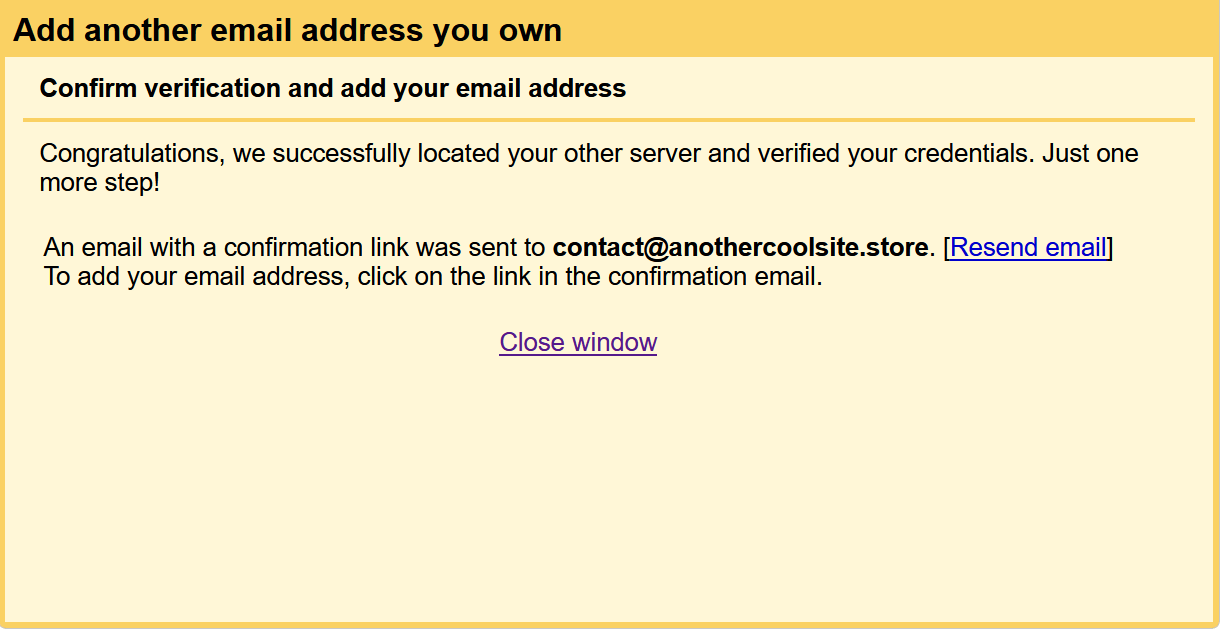Confirm ownership of the send-as address