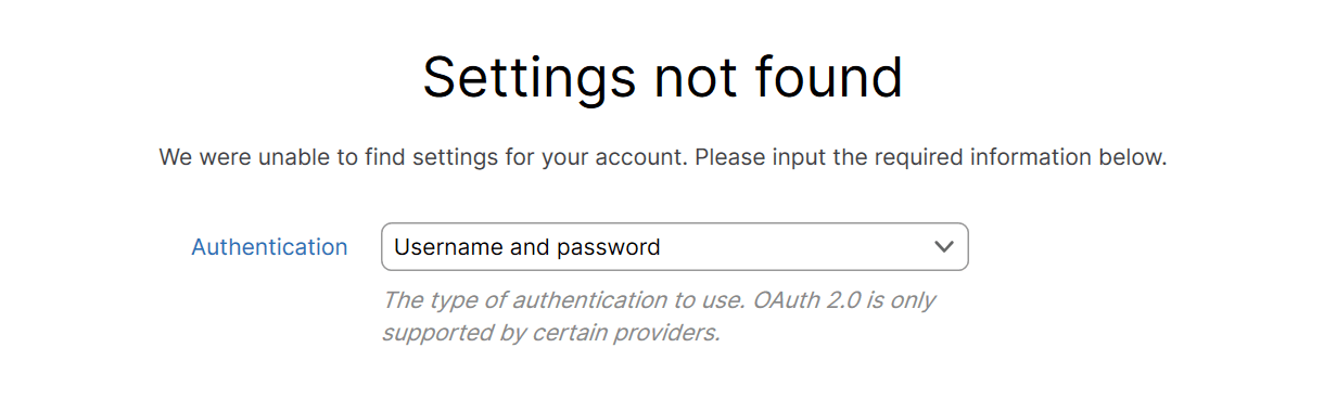Set authentication method for a new account in Mailbird