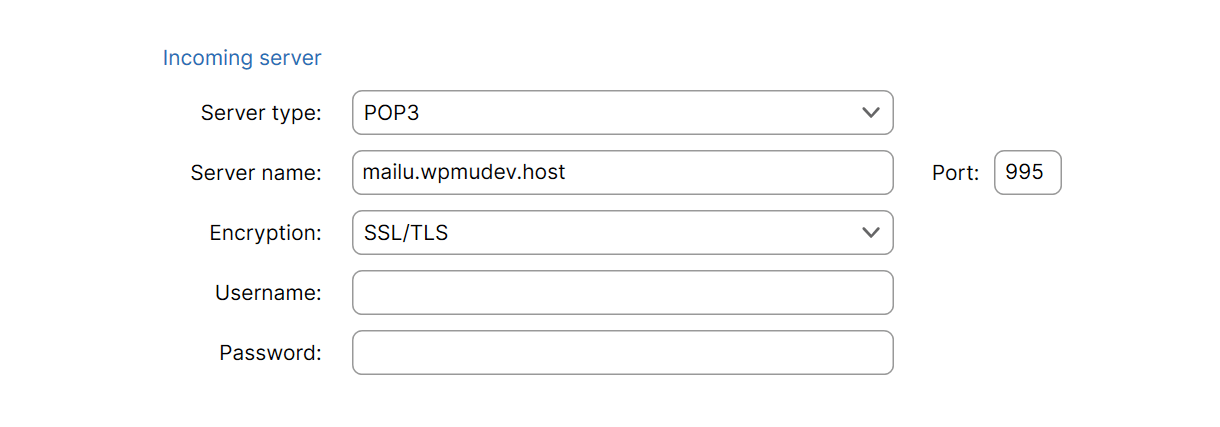 Mailbird incoming server settings