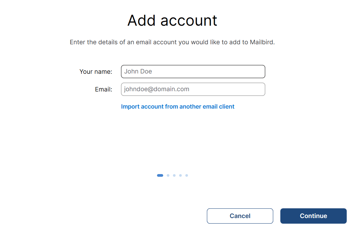 Add new account to Mailbird