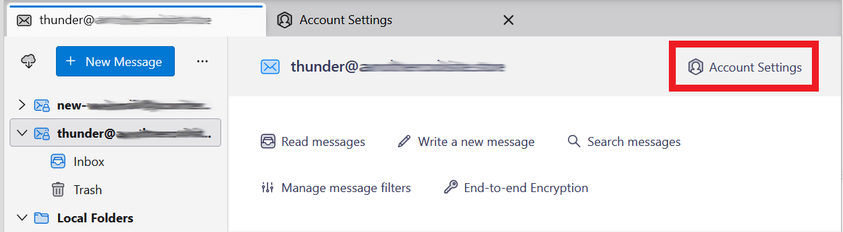Access account settings in Thunderbird