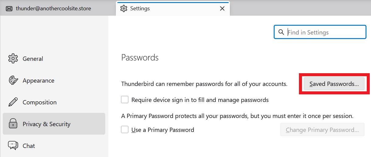 Edit password in Thunderbird