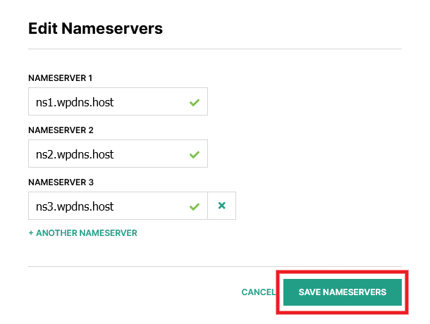 Edit nameservers at Hover