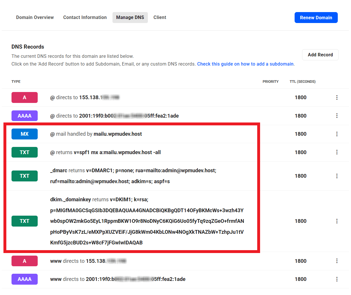 Adding DNS records