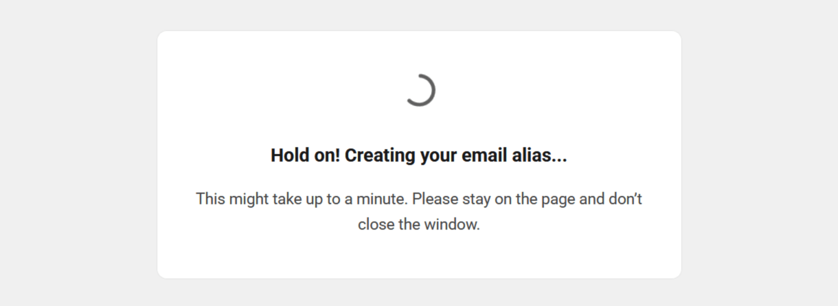Email alias creation notice