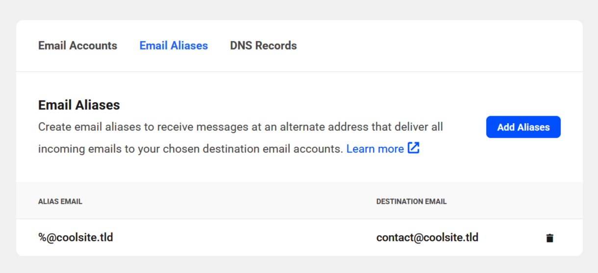 Added email alias