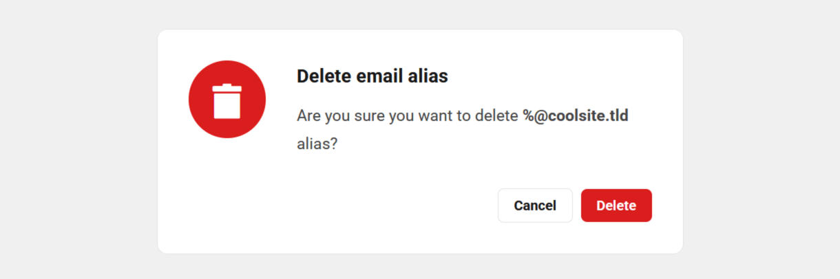 Delete email alias