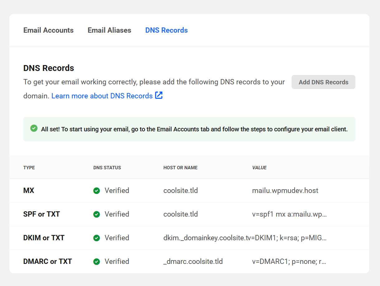 DNS verified notice