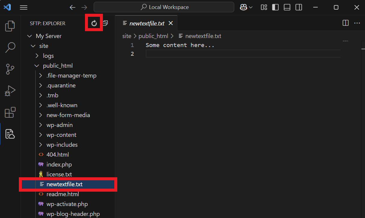 Adding a new file to the server