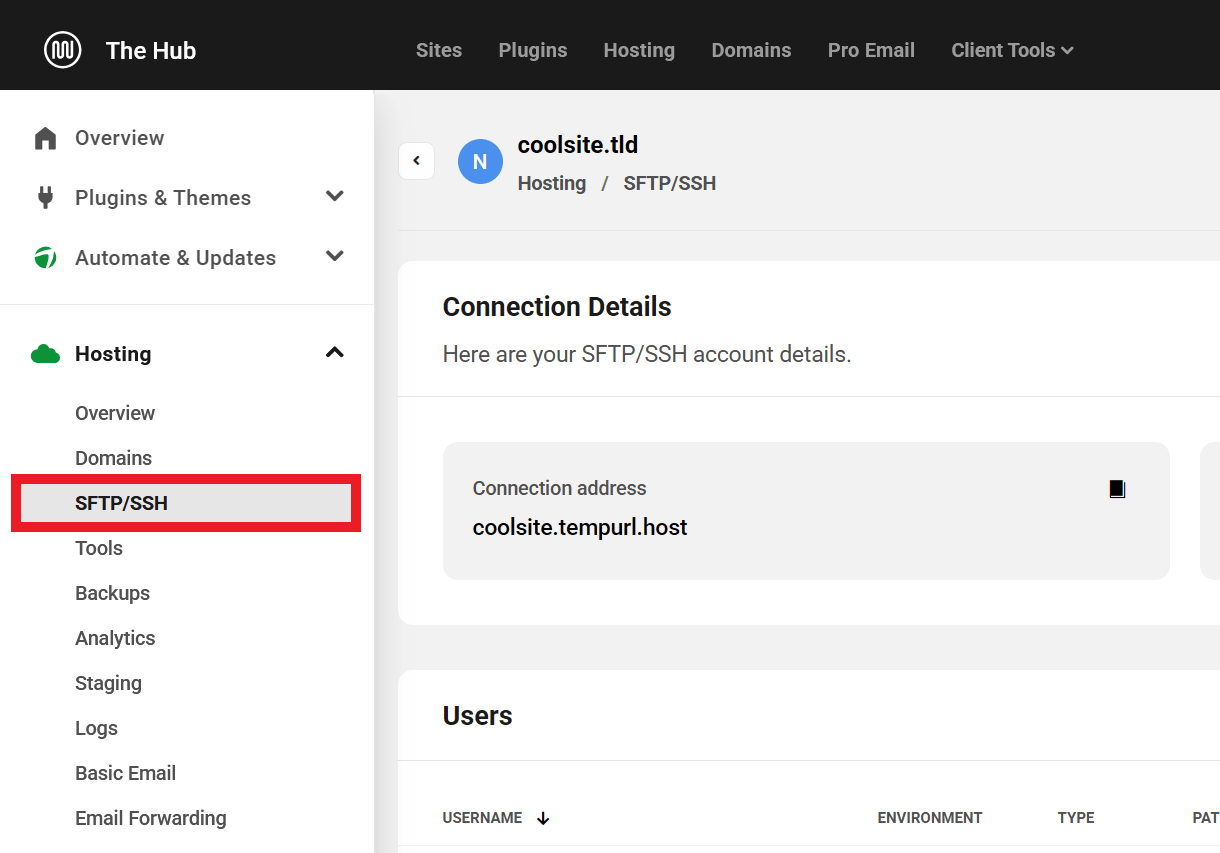 Creating SFTP/SSH users