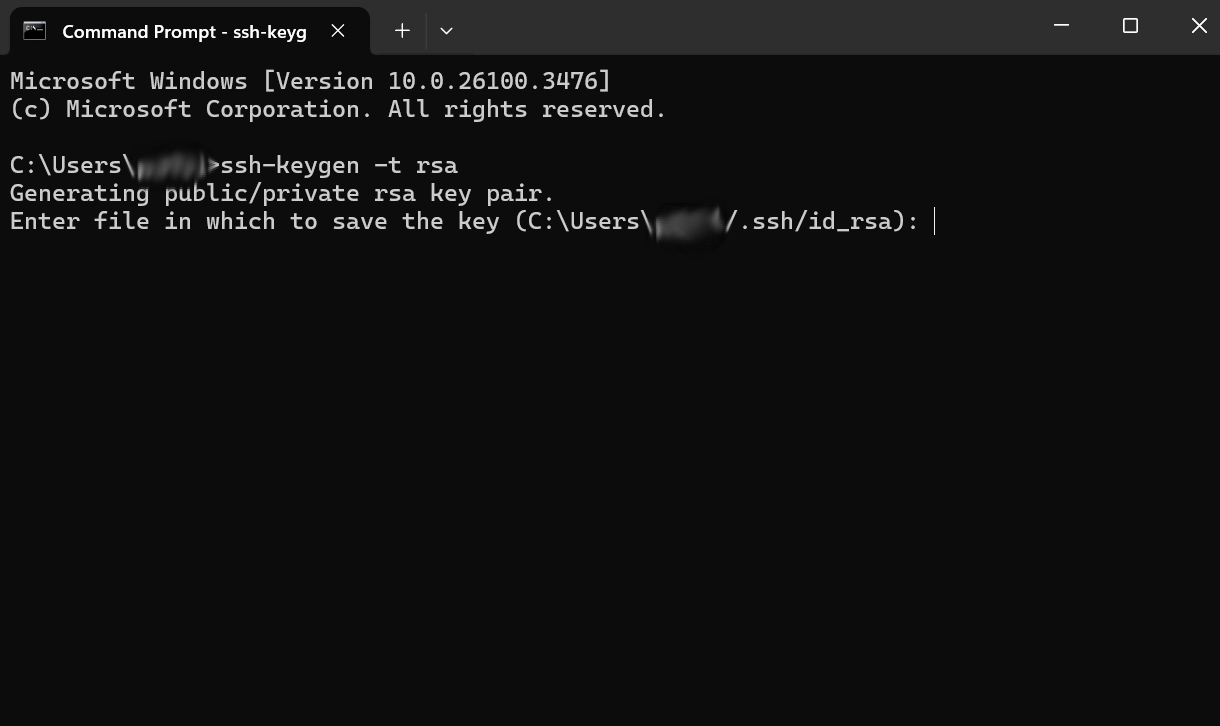 Saving a SSH key created via command line