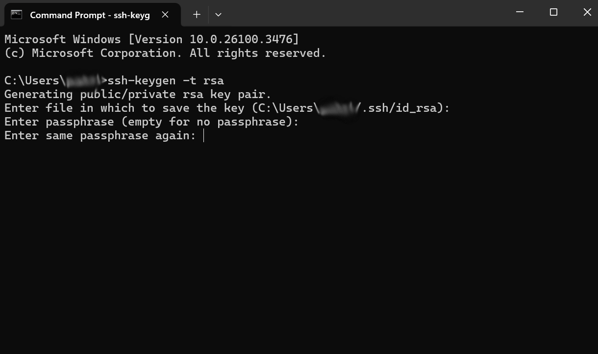 Adding a passphrase to a SSH key created via command line