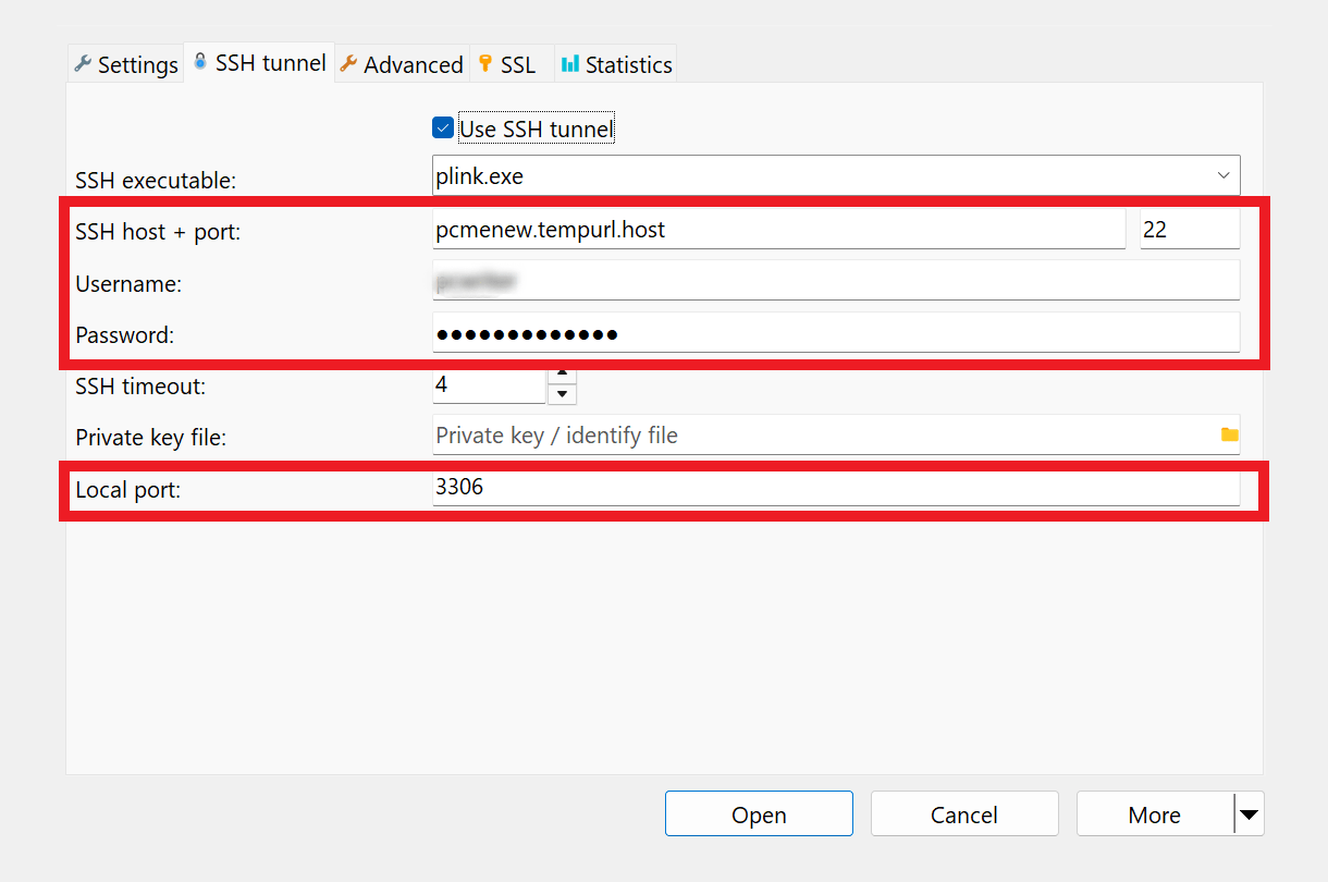 Creating an SSH tunnel with HeidiSQL