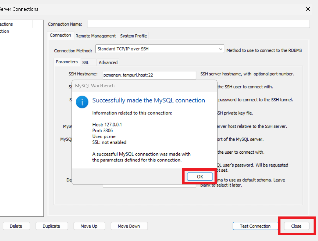 Creating an SSH tunnel with MySQL Workbench
