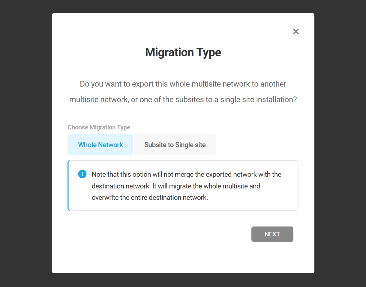 Multisite migration with Shipper API