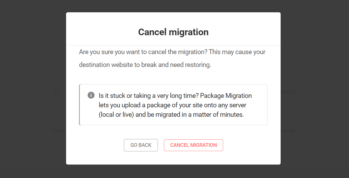 Cancel migration in Shipper