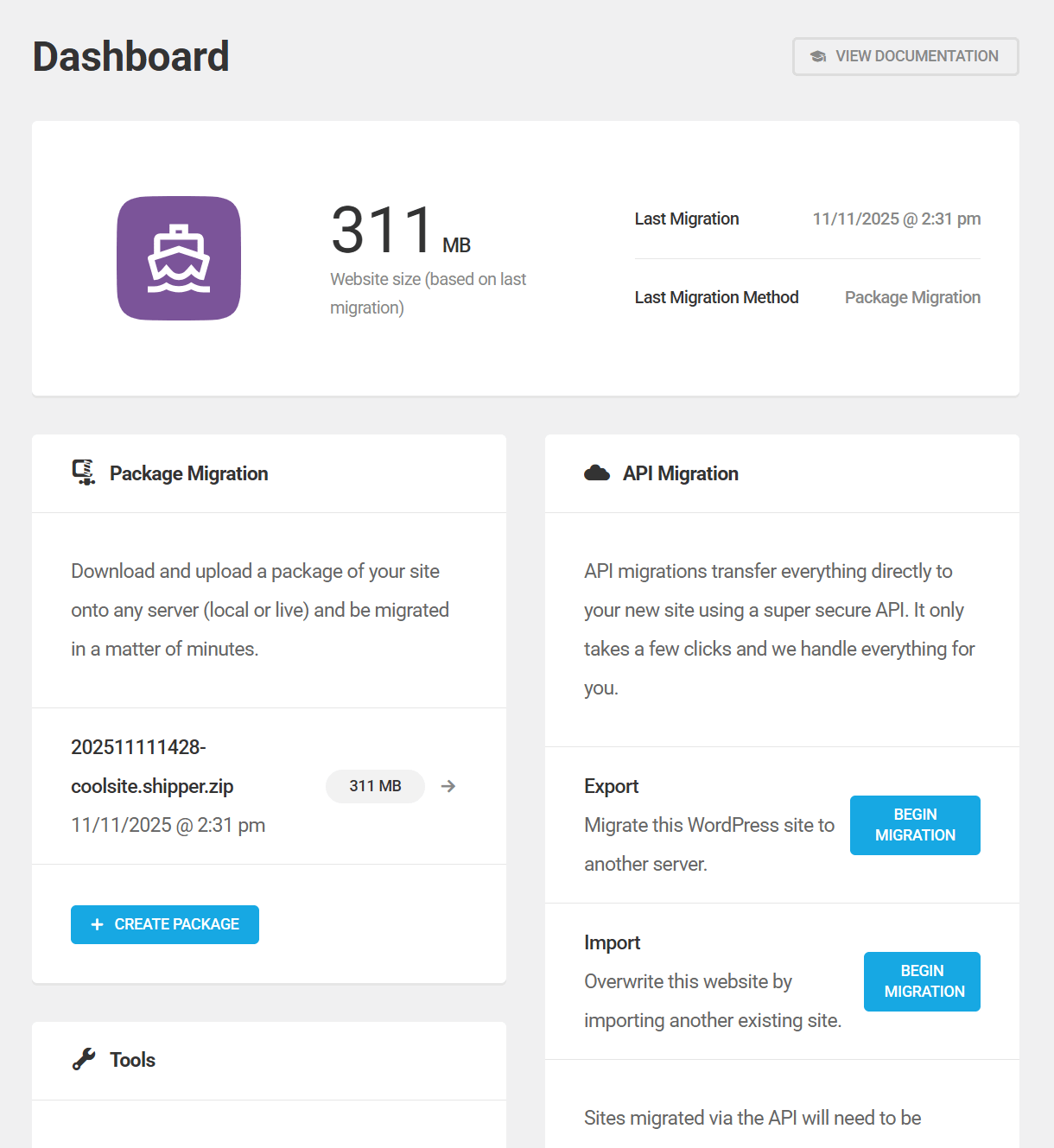 Dashboard screen in Shipper