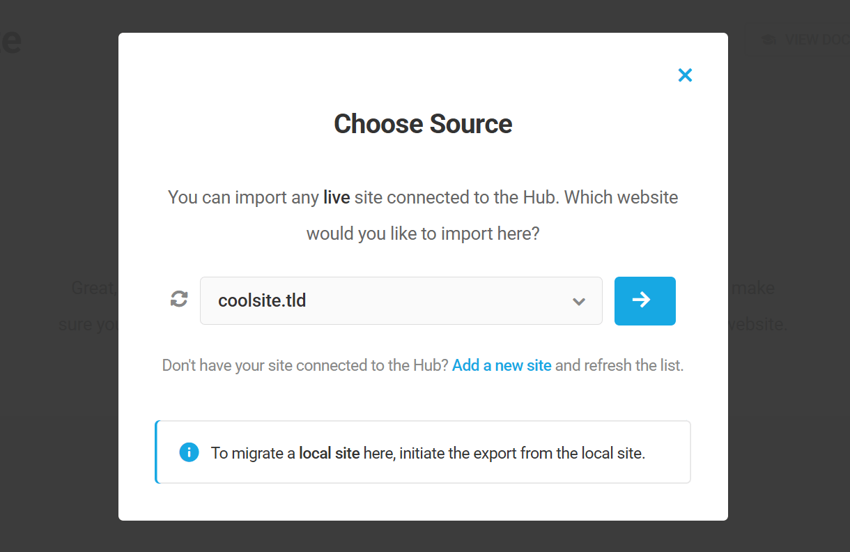 Select single site to import in Shipper migration