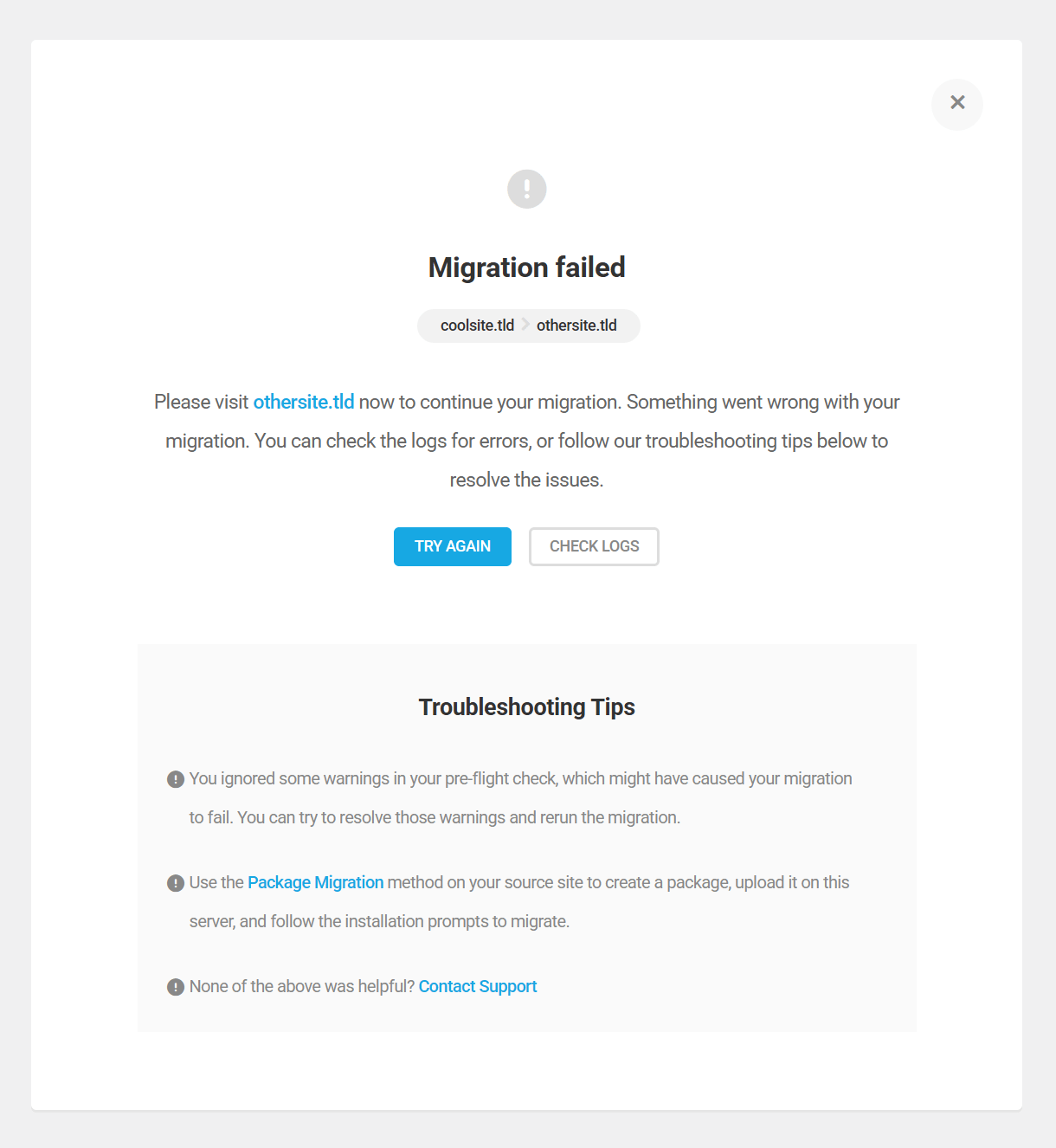 Shipper migration failed