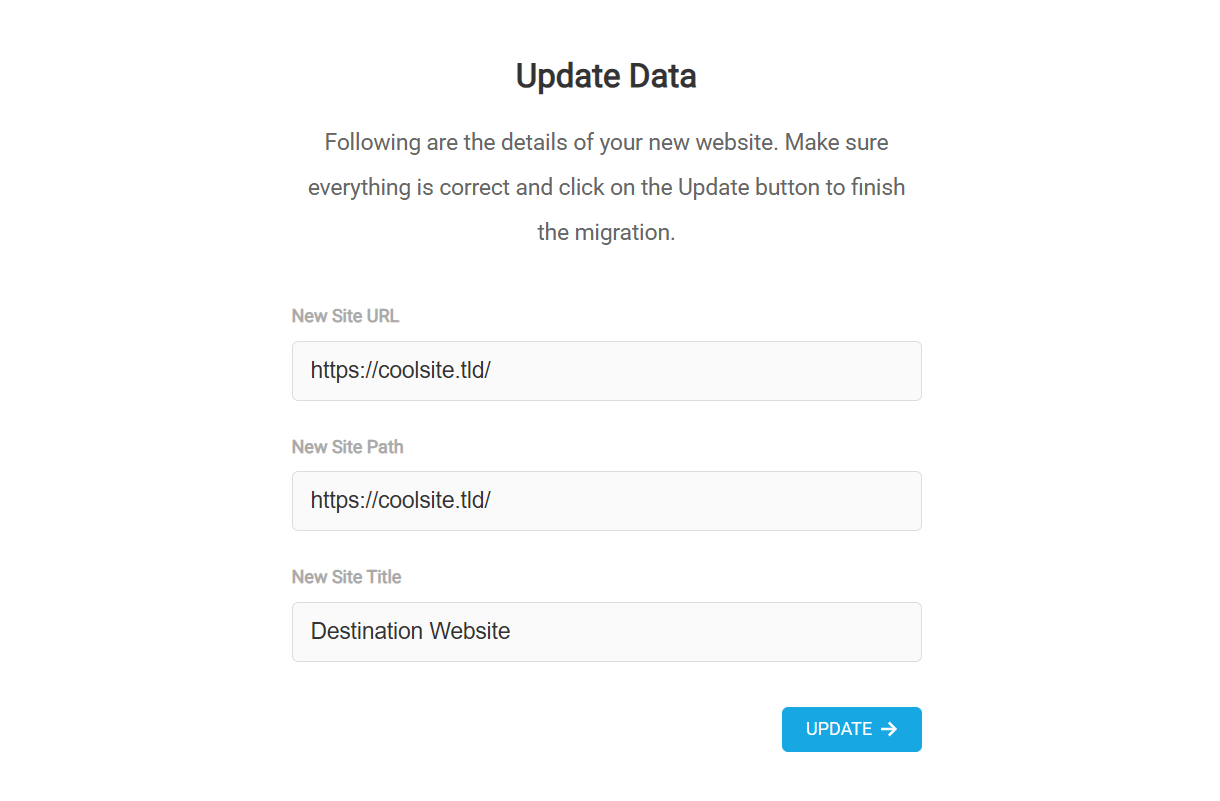 Shipper data update screen