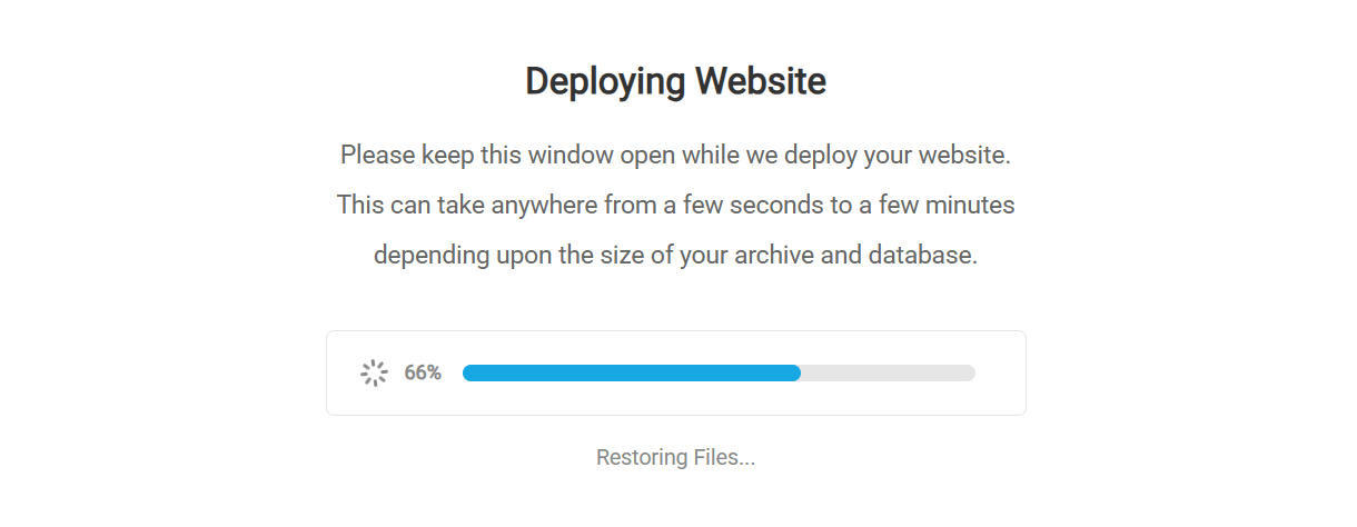 Shipper deploying website screen