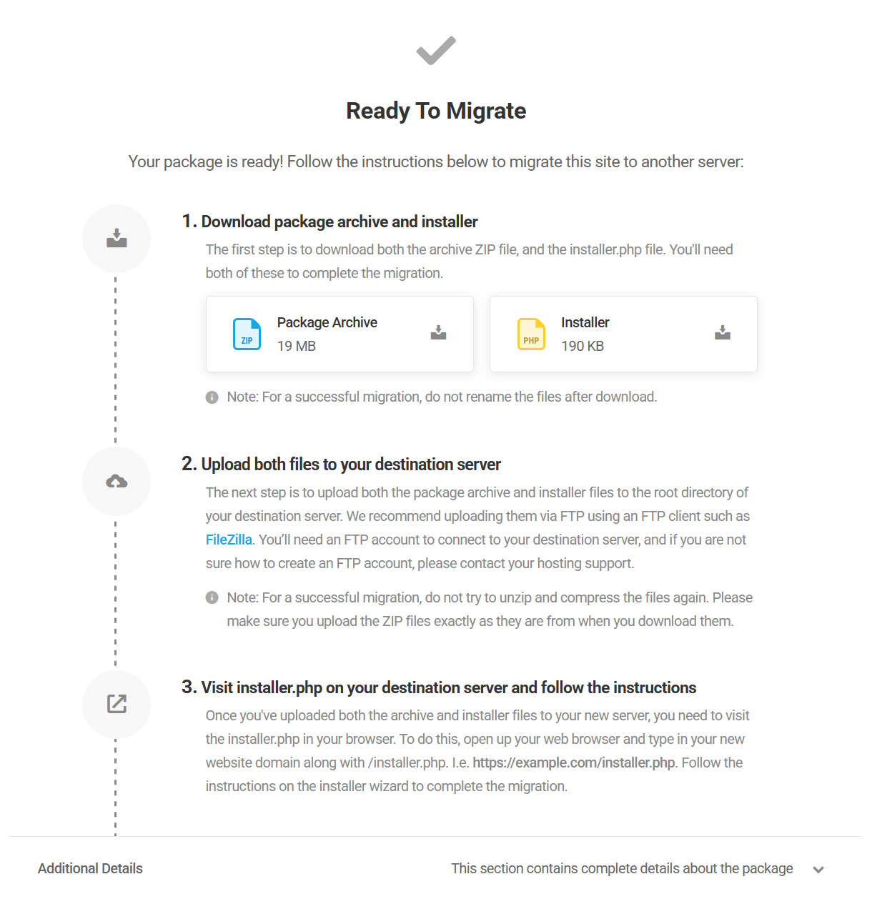 Shipper migration package ready for download
