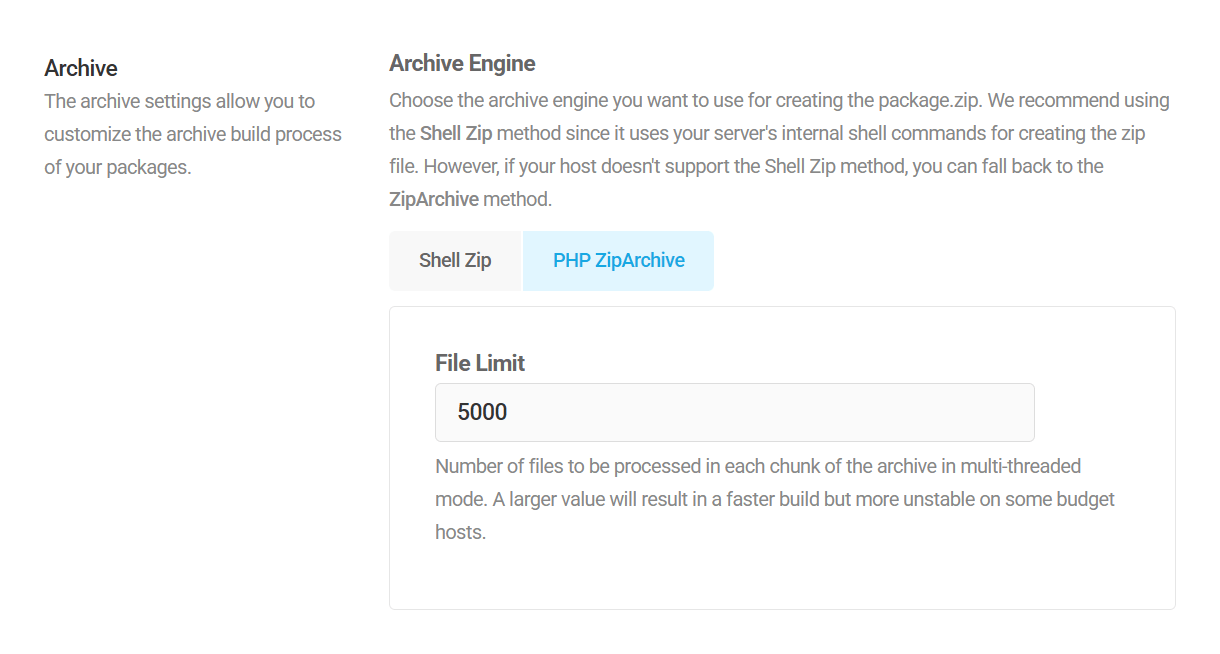 Package migration settings for 3rd-party sites