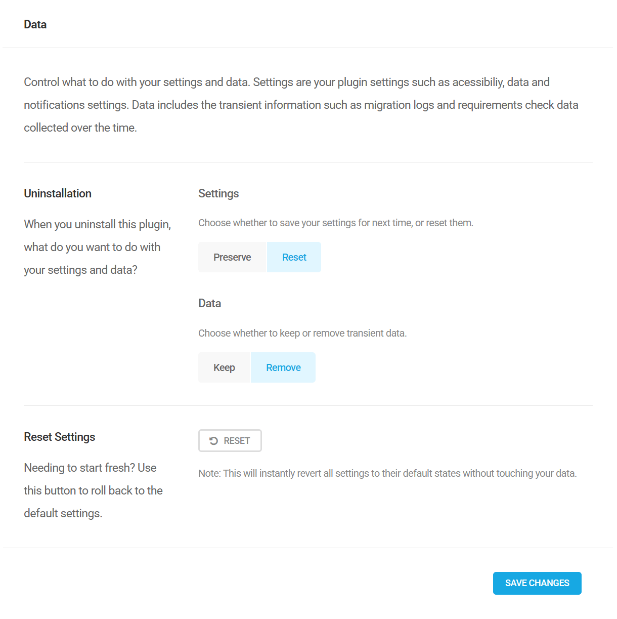 Shipper data settings