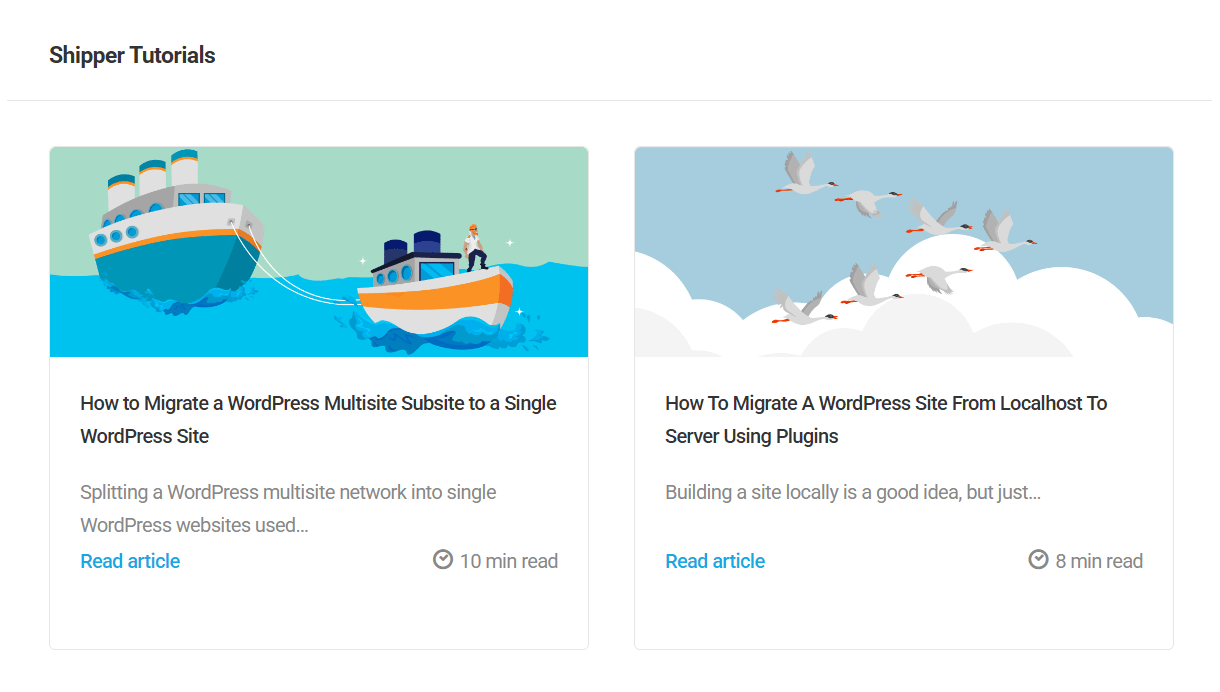 Access tutorials directly from Shipper