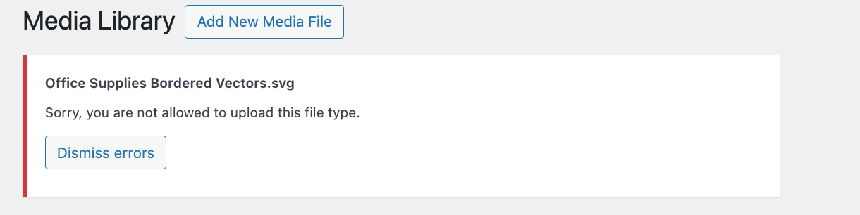 Rejected upload error message