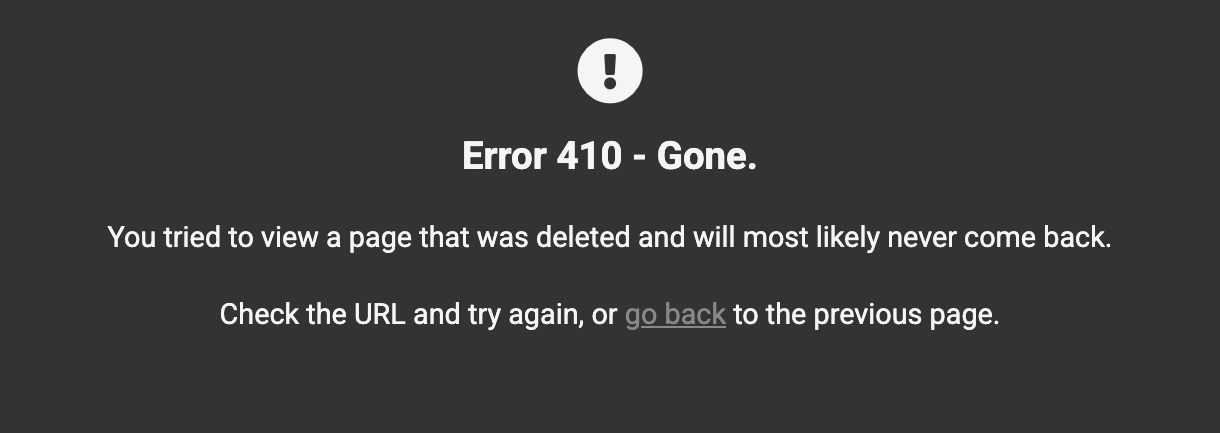 Default WPMU DEV error 410 page