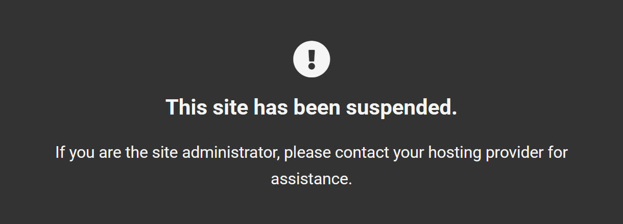 Default site suspended page