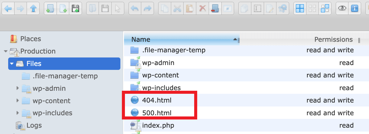 Upload location for custom error page files