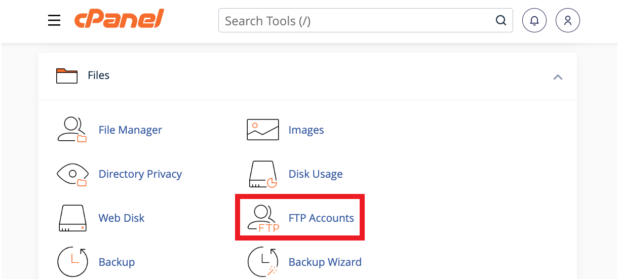 Accessing FTP accounts in cPanel