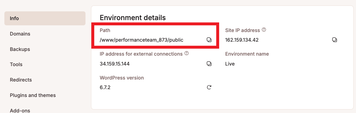Finding WordPress install path at Kinsta