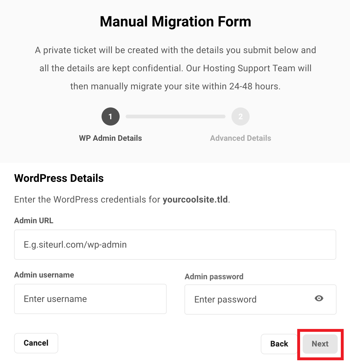 Request a manual migration