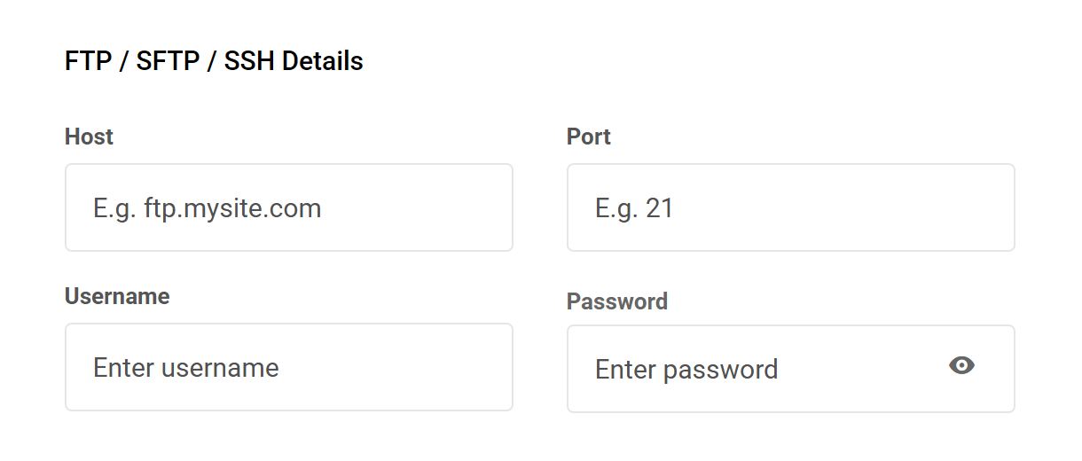 FTP details for manual migration request