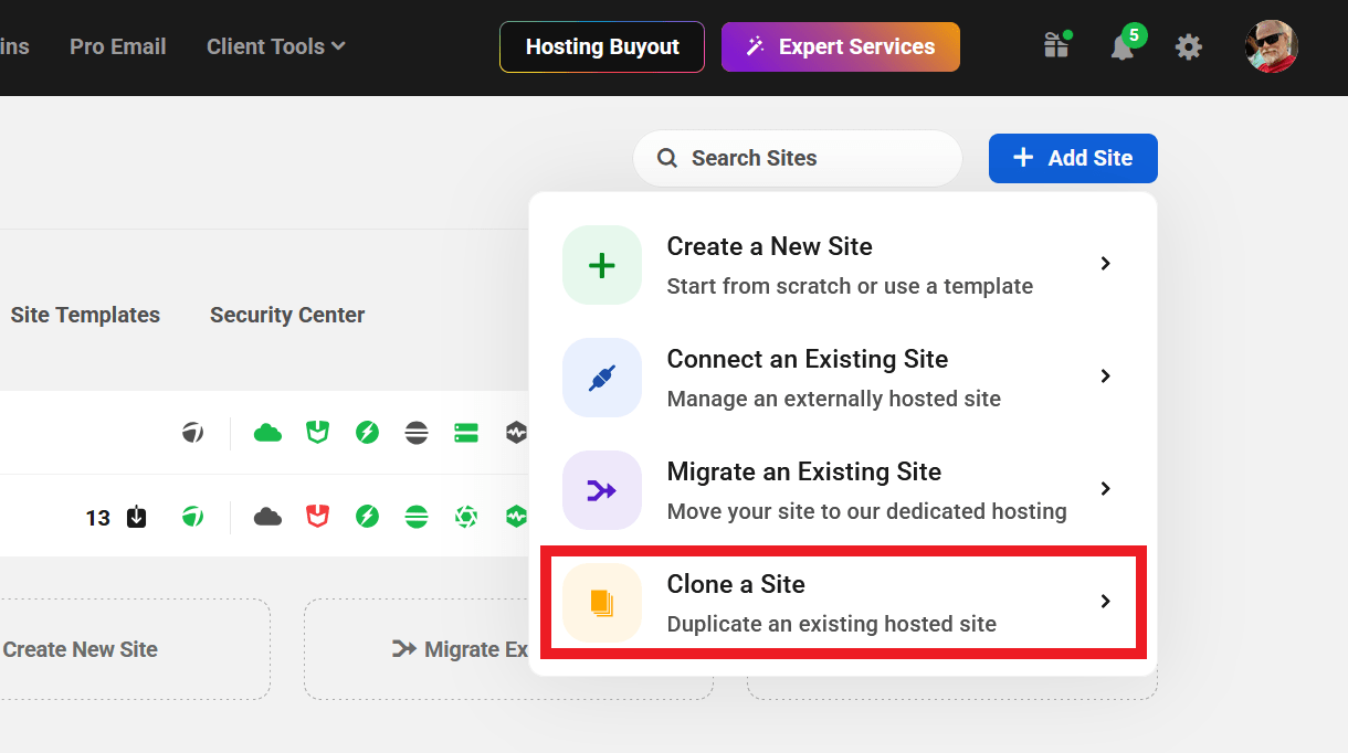 Clone an existing WPMU DEV hosted site