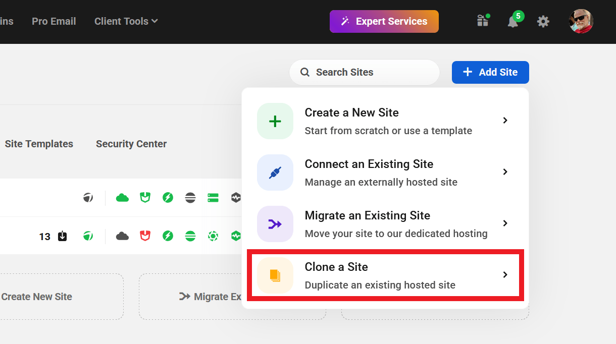 Clone an existing WPMU DEV hosted site