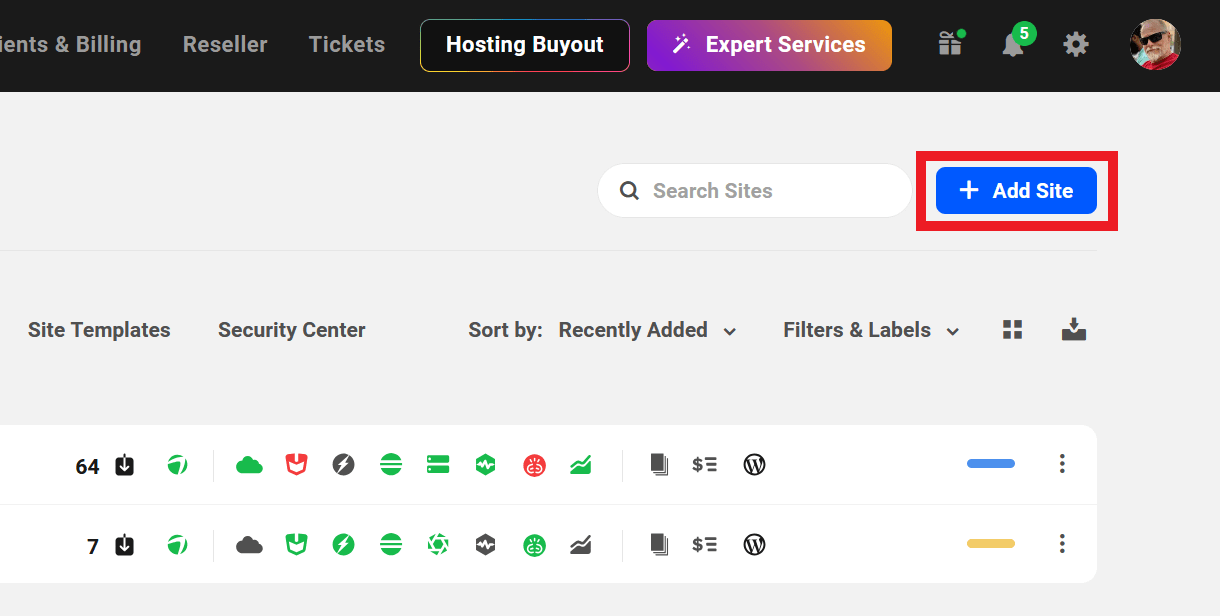 Add a new site in The Hub