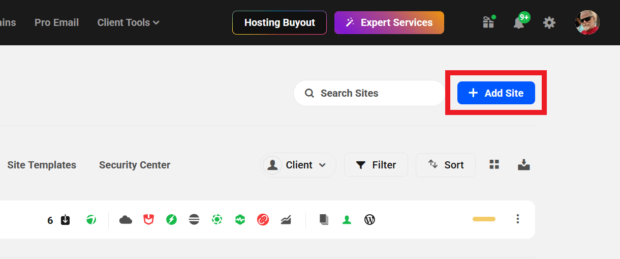 Add a new site in The Hub
