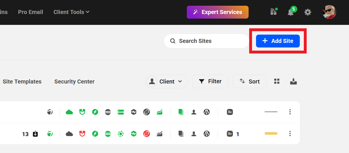 Add a new site in The Hub