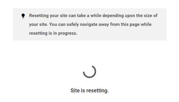 Reset WordPress on staging site progress