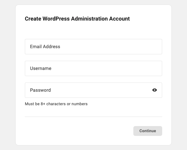 Create WordPress Administrator account