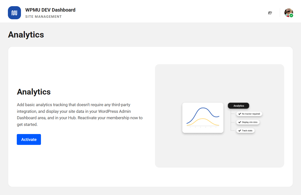 WPMU DEV Dashboard Analytics