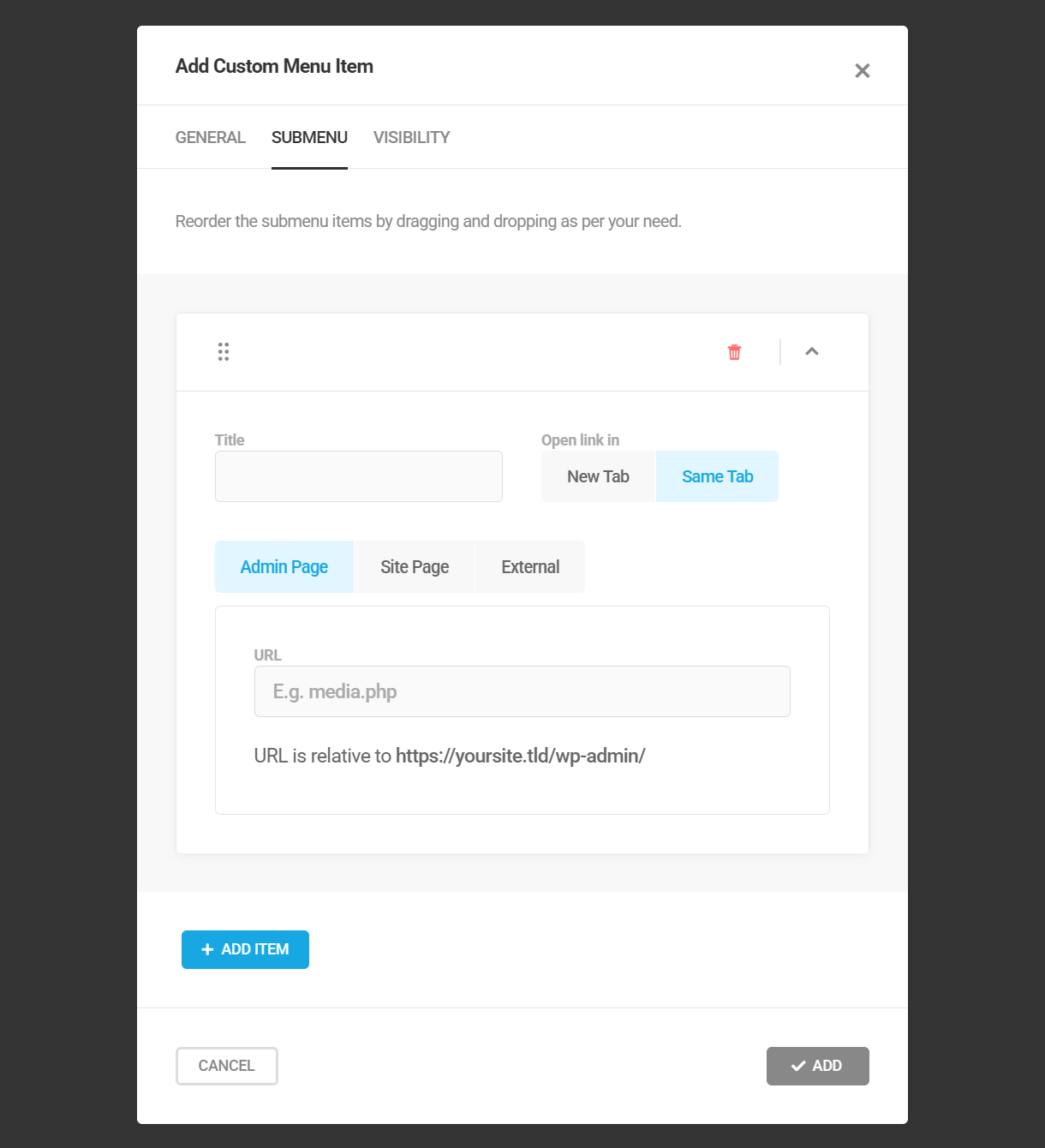 Add custom submenu items to the toolbar in Branda