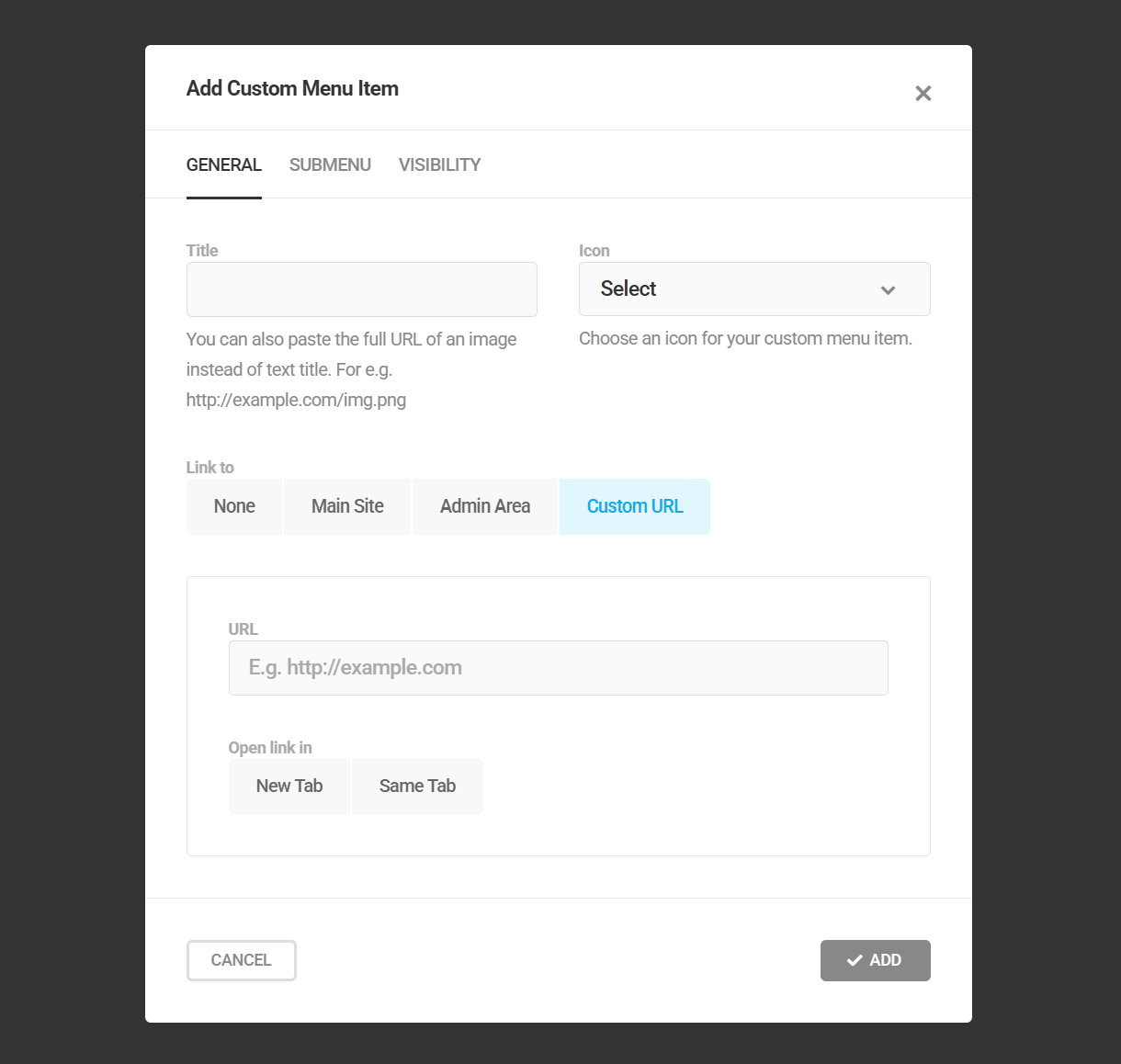Add custom menu items to the toolbar in Branda