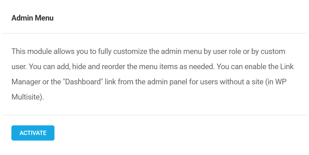 Activate Admin Menu module in Branda