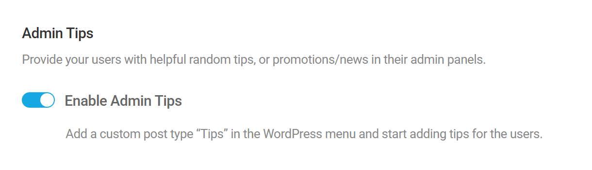 Enable admin tips in Branda
